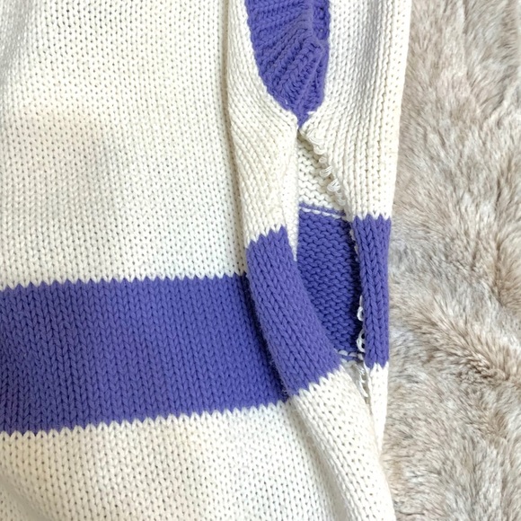 Vintage Nautical Striped Anchor Knit Sweater Top - Picture 12 of 13